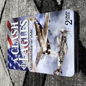 A CLASH OF EAGLES THE FIGHTERS OF WWII COLLECTOR TIN 2 DVD'S P-51 P-47 TACTICS